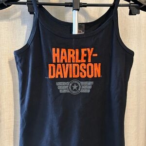 Harley-Davidson Black Camisole with Vibrant Orange Logo